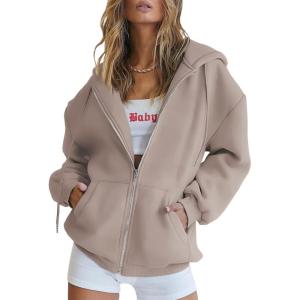 imageAUTOMET Womens Zip Up Hoodies Long Sleeve Fall Oversized Sweatshirts Fleece Y2K Jacket with Pockets 2025 Fashion ClothesCoffeegrey