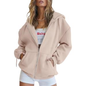 imageAUTOMET Womens Zip Up Hoodies Long Sleeve Fall Oversized Sweatshirts Fleece Y2K Jacket with Pockets 2025 Fashion ClothesKhaki
