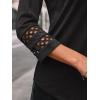 imageAUTOMET 34 Length Sleeve Womens Tops Crewneck Lace Tunic Business Casual Dressy Blouses Spring Trendy Outfits 2025Black