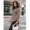 imageAUTOMET 34 Length Sleeve Womens Tops Crewneck Lace Tunic Business Casual Dressy Blouses Spring Trendy Outfits 2025Coffee Grey