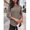 imageAUTOMET 34 Length Sleeve Womens Tops Crewneck Lace Tunic Business Casual Dressy Blouses Spring Trendy Outfits 2025Coffee Grey