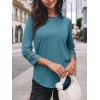 imageAUTOMET 34 Length Sleeve Womens Tops Crewneck Lace Tunic Business Casual Dressy Blouses Spring Trendy Outfits 2025Cyan