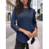 imageAUTOMET 34 Length Sleeve Womens Tops Crewneck Lace Tunic Business Casual Dressy Blouses Spring Trendy Outfits 2025Dark Blue