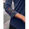 imageAUTOMET 34 Length Sleeve Womens Tops Crewneck Lace Tunic Business Casual Dressy Blouses Spring Trendy Outfits 2025Dark Blue
