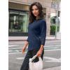 imageAUTOMET 34 Length Sleeve Womens Tops Crewneck Lace Tunic Business Casual Dressy Blouses Spring Trendy Outfits 2025Dark Blue