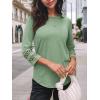imageAUTOMET 34 Length Sleeve Womens Tops Crewneck Lace Tunic Business Casual Dressy Blouses Spring Trendy Outfits 2025Lightgreen