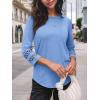imageAUTOMET 34 Length Sleeve Womens Tops Crewneck Lace Tunic Business Casual Dressy Blouses Spring Trendy Outfits 2025Skyblue