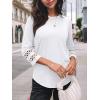 imageAUTOMET 34 Length Sleeve Womens Tops Crewneck Lace Tunic Business Casual Dressy Blouses Spring Trendy Outfits 2025White
