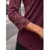 imageAUTOMET 34 Length Sleeve Womens Tops Crewneck Lace Tunic Business Casual Dressy Blouses Spring Trendy Outfits 2025Wine Red