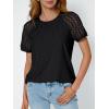 imageAUTOMET Short Sleeve Shirts for Women Eyelet Embroidery Summer Dressy Tops 2025 Trendy Lace Casual TShirts Work OutfitsBlack