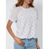 imageAUTOMET Short Sleeve Shirts for Women Eyelet Embroidery Summer Dressy Tops 2025 Trendy Lace Casual TShirts Work OutfitsWhite