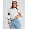 imageAUTOMET Womens Short Sleeve T Shirts Summer Crop Tops 2025 Going Out Basic Cute Tee Y2k Fitted Workout ClothesWhite