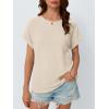 imageAUTOMET Womens Summer Tops Short Sleeve TShirts Business Casual Fashion Clothes 2025 Waffle Blouses Loose Fit OutfitsApricot