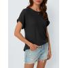 imageAUTOMET Womens Summer Tops Short Sleeve TShirts Business Casual Fashion Clothes 2025 Waffle Blouses Loose Fit OutfitsBlack