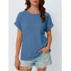 imageAUTOMET Womens Summer Tops Short Sleeve TShirts Business Casual Fashion Clothes 2025 Waffle Blouses Loose Fit OutfitsBlue