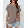 imageAUTOMET Womens Summer Tops Short Sleeve TShirts Business Casual Fashion Clothes 2025 Waffle Blouses Loose Fit OutfitsCoffeegrey