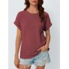 imageAUTOMET Womens Summer Tops Short Sleeve TShirts Business Casual Fashion Clothes 2025 Waffle Blouses Loose Fit OutfitsRed