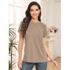 imageAUTOMET Womens Summer Tops Spring Shirts Trendy Vacation Outfits Short Sleeve Business Tshirts Fashion Casual BlousesKhaki