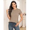 imageAUTOMET Womens Summer Tops Spring Shirts Trendy Vacation Outfits Short Sleeve Business Tshirts Fashion Casual BlousesKhaki