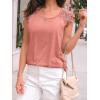 imageAUTOMET Womens Tops Casual Dressy Lace Summer Tee 2025 Cap Sleeve T Shirts Cute Basic Trendy Fashion Spring OutfitsCoral