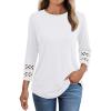 imageAUTOMET 34 Length Sleeve Womens Tops Crewneck Lace Tunic Business Casual Dressy Blouses Spring Trendy Outfits 2025White