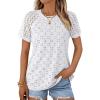 imageAUTOMET Short Sleeve Shirts for Women Eyelet Embroidery Summer Dressy Tops 2025 Trendy Lace Casual TShirts Work OutfitsWhite