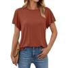 imageAUTOMET Womens Short Sleeve TShirts Dressy Casual Basic Ruffle Cute Summer Tops 2025 Spring Fashion ClothesRust