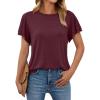 imageAUTOMET Womens Short Sleeve TShirts Dressy Casual Basic Ruffle Cute Summer Tops 2025 Spring Fashion ClothesWine Red