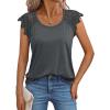 imageAUTOMET Womens Tops Casual Dressy Lace Summer Tee 2025 Cap Sleeve T Shirts Cute Basic Trendy Fashion Spring OutfitsBlackgrey