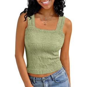 imageAUTOMET Women Tank Tops 2025 Summer Square Neck Crop Top Trendy Going Out Vacation Outfit Cami Sleeveless Y2k Clothes FashionGreen