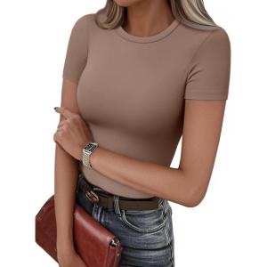 imageAUTOMET Womens Short Sleeve T Shirts Summer Crop Tops 2025 Going Out Basic Cute Tee Y2k Fitted Workout ClothesCoffee