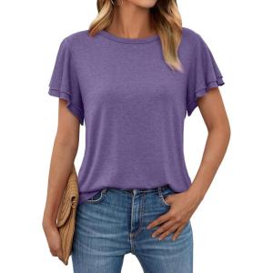 imageAUTOMET Womens Short Sleeve TShirts Dressy Casual Basic Ruffle Cute Summer Tops 2025 Spring Fashion ClothesPurple