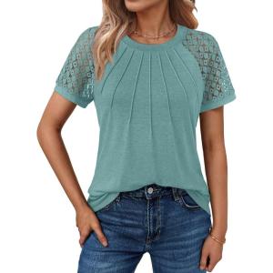imageAUTOMET Womens Summer Tops Spring Shirts Trendy Vacation Outfits Short Sleeve Business Tshirts Fashion Casual BlousesGreygreen