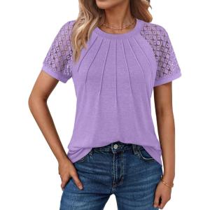 imageAUTOMET Womens Summer Tops Spring Shirts Trendy Vacation Outfits Short Sleeve Business Tshirts Fashion Casual BlousesPurple