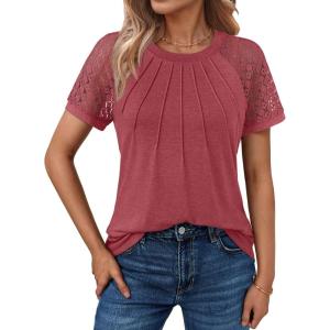imageAUTOMET Womens Summer Tops Spring Shirts Trendy Vacation Outfits Short Sleeve Business Tshirts Fashion Casual BlousesRust