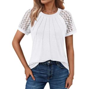 imageAUTOMET Womens Summer Tops Spring Shirts Trendy Vacation Outfits Short Sleeve Business Tshirts Fashion Casual BlousesWhite