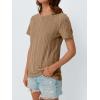 imageAUTOMET Short Sleeve Shirts for Women Summer Dressy Tops 2025 Trendy Crewneck Textured Top Casual TShirts Work OutfitsKhaki