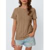 imageAUTOMET Short Sleeve Shirts for Women Summer Dressy Tops 2025 Trendy Crewneck Textured Top Casual TShirts Work OutfitsKhaki