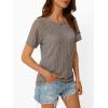 imageAUTOMET Womens Short Sleeve Sweater Crewneck Business Tops Dressy Casual Shirts Trendy Tunic Summer Clothes 2025Coffee