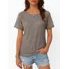 imageAUTOMET Womens Short Sleeve Sweater Crewneck Business Tops Dressy Casual Shirts Trendy Tunic Summer Clothes 2025Coffee