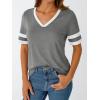 imageAUTOMET Womens Short Sleeve V Neck T Shirts Trendy Casual Spring Tops Summer Fashion Tees Basic ClothesGrey