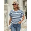 imageAUTOMET Womens Summer Tops Oversized Short Sleeve Business Casual T Shirts Trendy Fashion Clothes Spring Outfits 2025Stripedbluewhite
