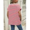 imageAUTOMET Womens Summer Tops Oversized Short Sleeve Business Casual T Shirts Trendy Fashion Clothes Spring Outfits 2025Stripedredwhite