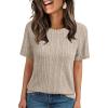imageAUTOMET Short Sleeve Shirts for Women Summer Dressy Tops 2025 Trendy Crewneck Textured Top Casual TShirts Work OutfitsHeather Apricot