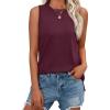 imageAUTOMET Tank Tops for Women Sleeveless Summer Tops 2025 Casual Basic Shirt Crewneck Loose Fit Blouses Side Split ShirtsWine Red