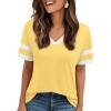 imageAUTOMET Womens Short Sleeve V Neck T Shirts Trendy Casual Spring Tops Summer Fashion Tees Basic ClothesYellow