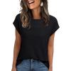 imageAUTOMET Womens Summer Tops 2025 Eyelet Embroidery Vacation Cap Sleeve Shirt Casual Loose Fit Fashion Tunic TeeBlack