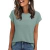 imageAUTOMET Womens Summer Tops 2025 Eyelet Embroidery Vacation Cap Sleeve Shirt Casual Loose Fit Fashion Tunic TeeGreen