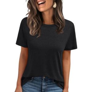 imageAUTOMET Summer Tops Women Spring Short Sleeve Shirts Beach Vacation Outfits Plus Size Workout Tshirts Casual Clothes 202502black