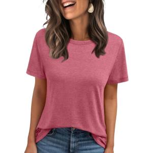 imageAUTOMET Summer Tops Women Spring Short Sleeve Shirts Beach Vacation Outfits Plus Size Workout Tshirts Casual Clothes 202502hotpink